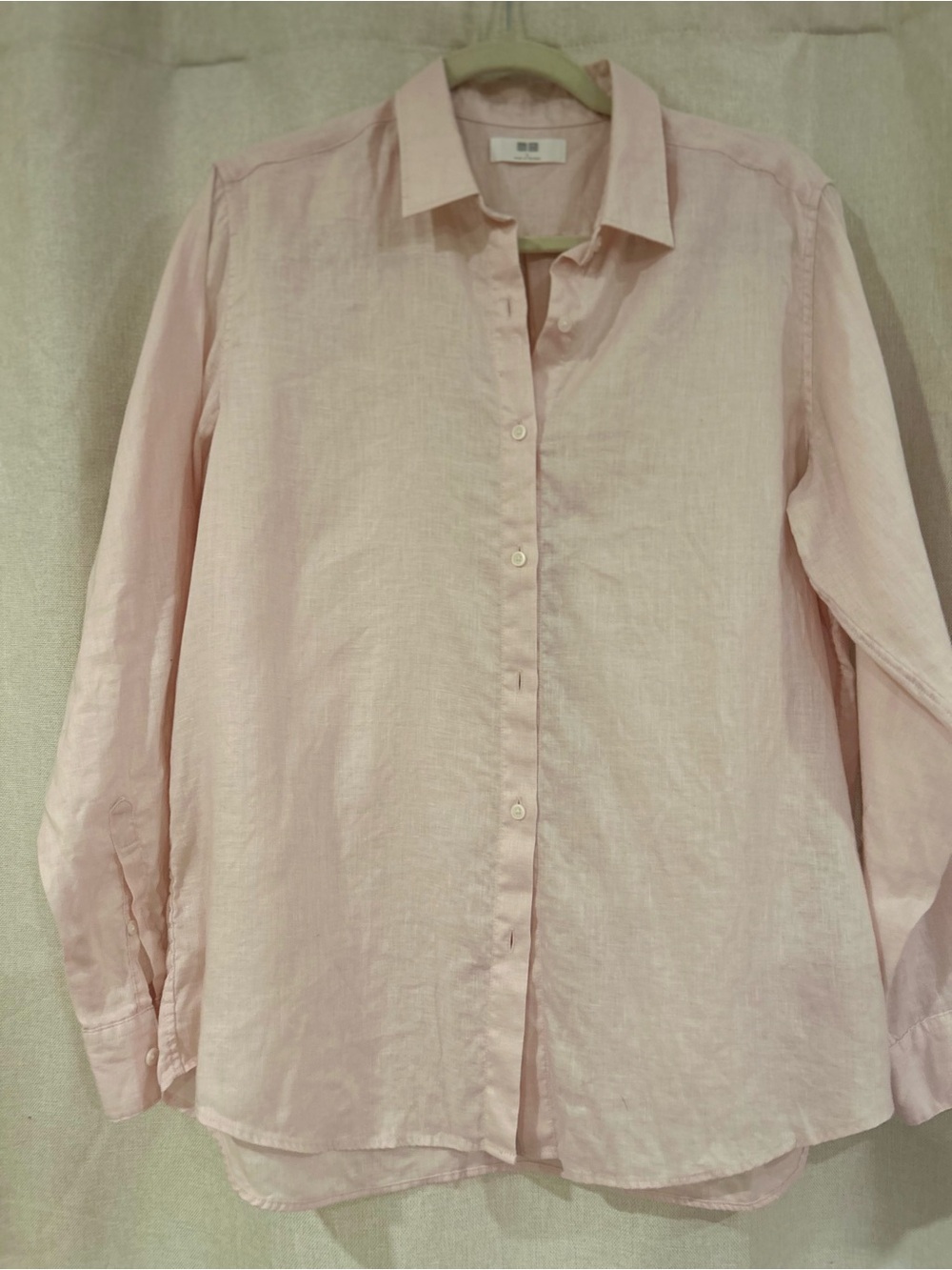 Uniqlo Pink Women's Button-Up Shirt 100% Linen, Large NWOT